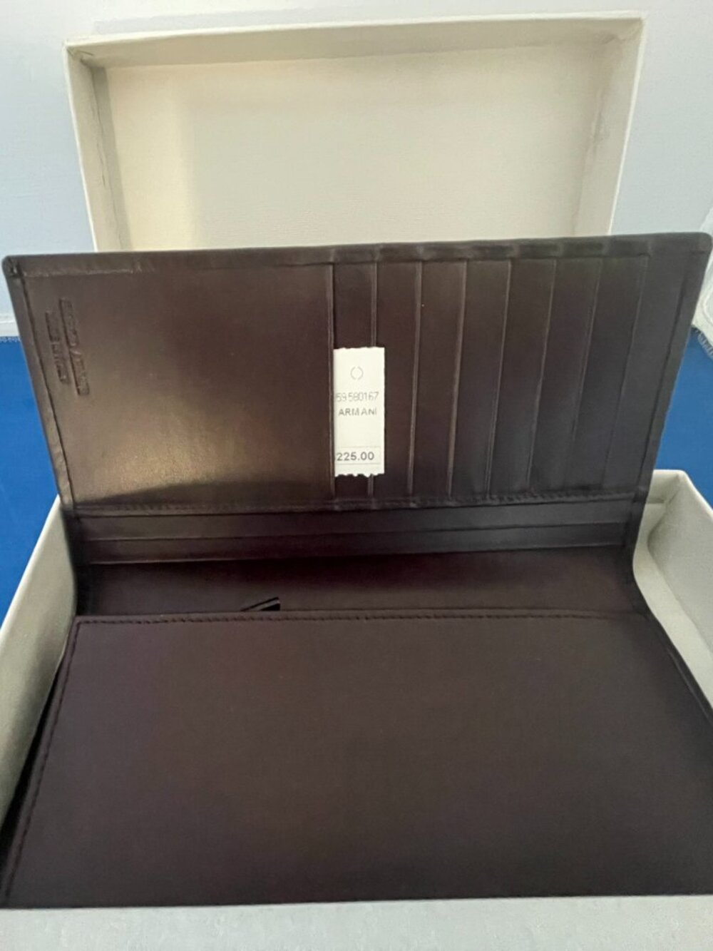 Giorgio Armani Dark Brown Leather Long Bifold Wallet NWT Box & COA